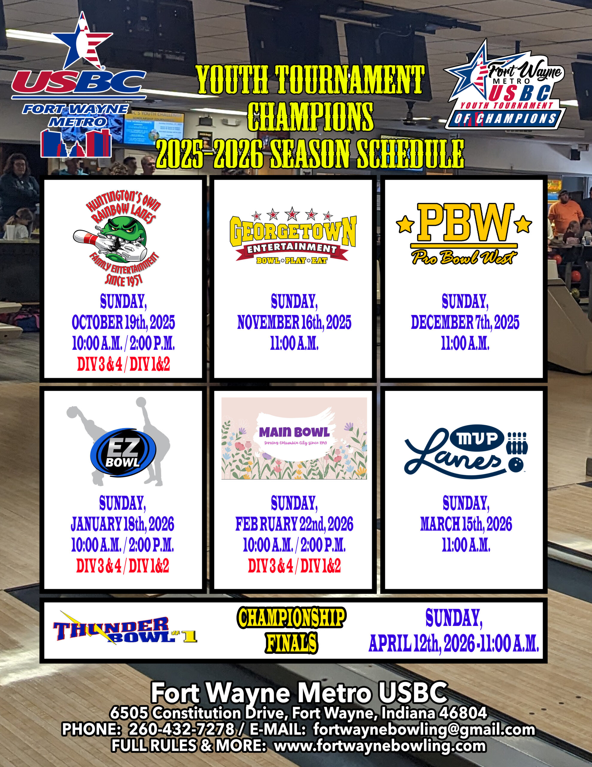 2025-10-19 Fort Wayne Metro USBC - YOUTH TOC SCHEDULE
