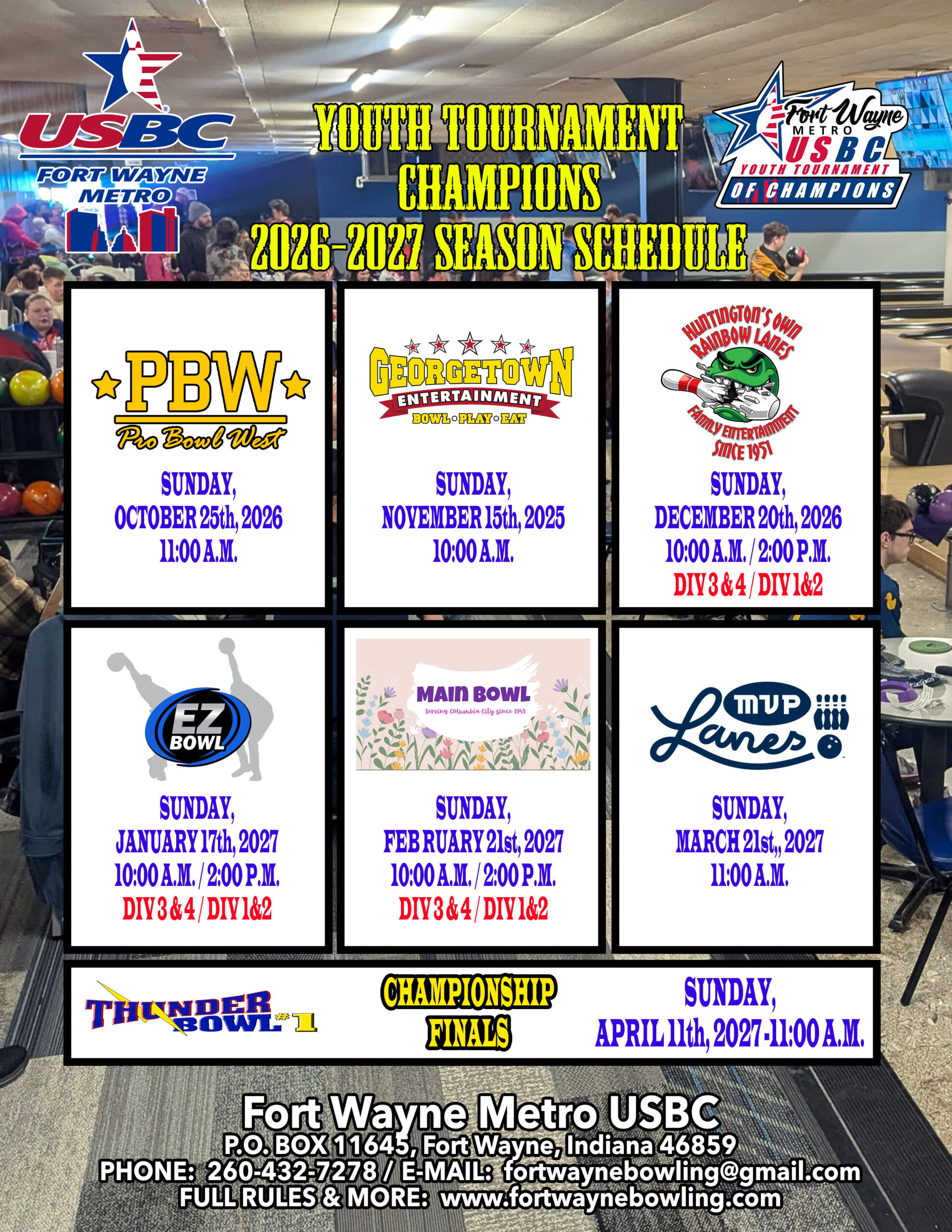 2026-10-24 Fort Wayne Metro USBC - YOUTH TOC SCHEDULE